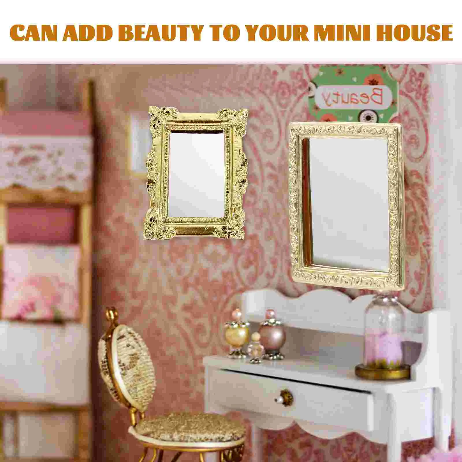 3 Pcs Toy Room Dollhouse Mirror Child Decor Household Children Plastic Home Decoration Wear-resistant