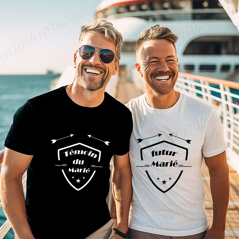 تي شيرت رجالي واحد وداعا لحفلات البكالوريوس فرقة فرنسية فريق Evg المستقبل العريس أفضل رجل تي شيرت الخطوبة والزفاف تي شيرت