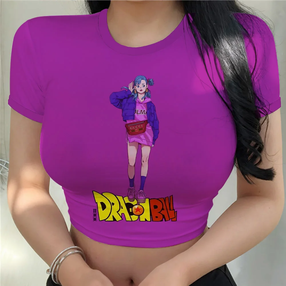 

Harajuku Sexy Women's T-shirts Summer 2023 New Tops Cool Y2k T-shirt Crop Top Dragon Ball Z Kawaii Clothes Goku Clothing Anime