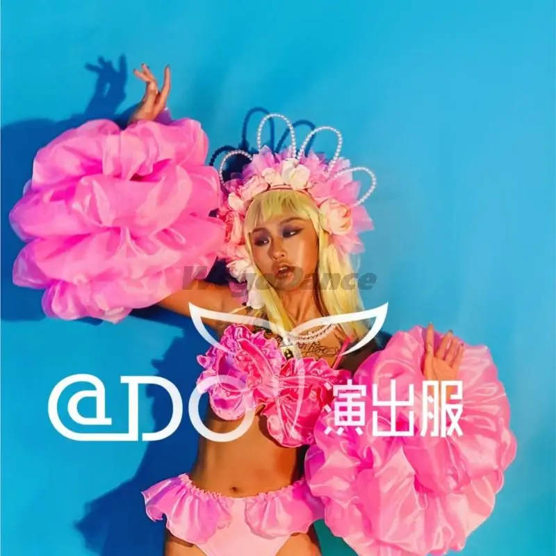 

New Sexy Women Bar Nightclub Flower Gogo Performance Clothes Tour Show Suit Music Festival Costume