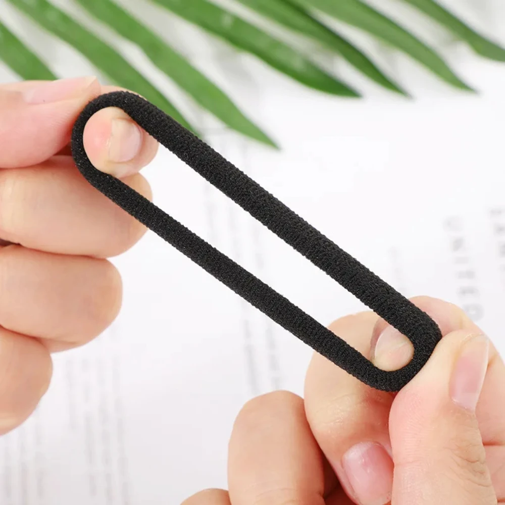 50/100 قطعة من ربطات الشعر السوداء للنساء - حوامل ذيل حصان مرنة ناعمة غير تالفة أربطة شعر منخفضة السحب #6