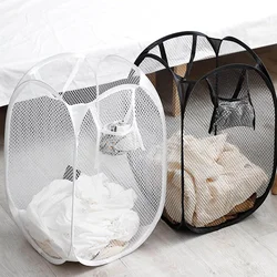 Folding Dirty Laundry Sorting Basket Washing Frame Bathroom Cloth Mesh Storage Bag Frame Bucket Laundry Organizers Storage Pouch