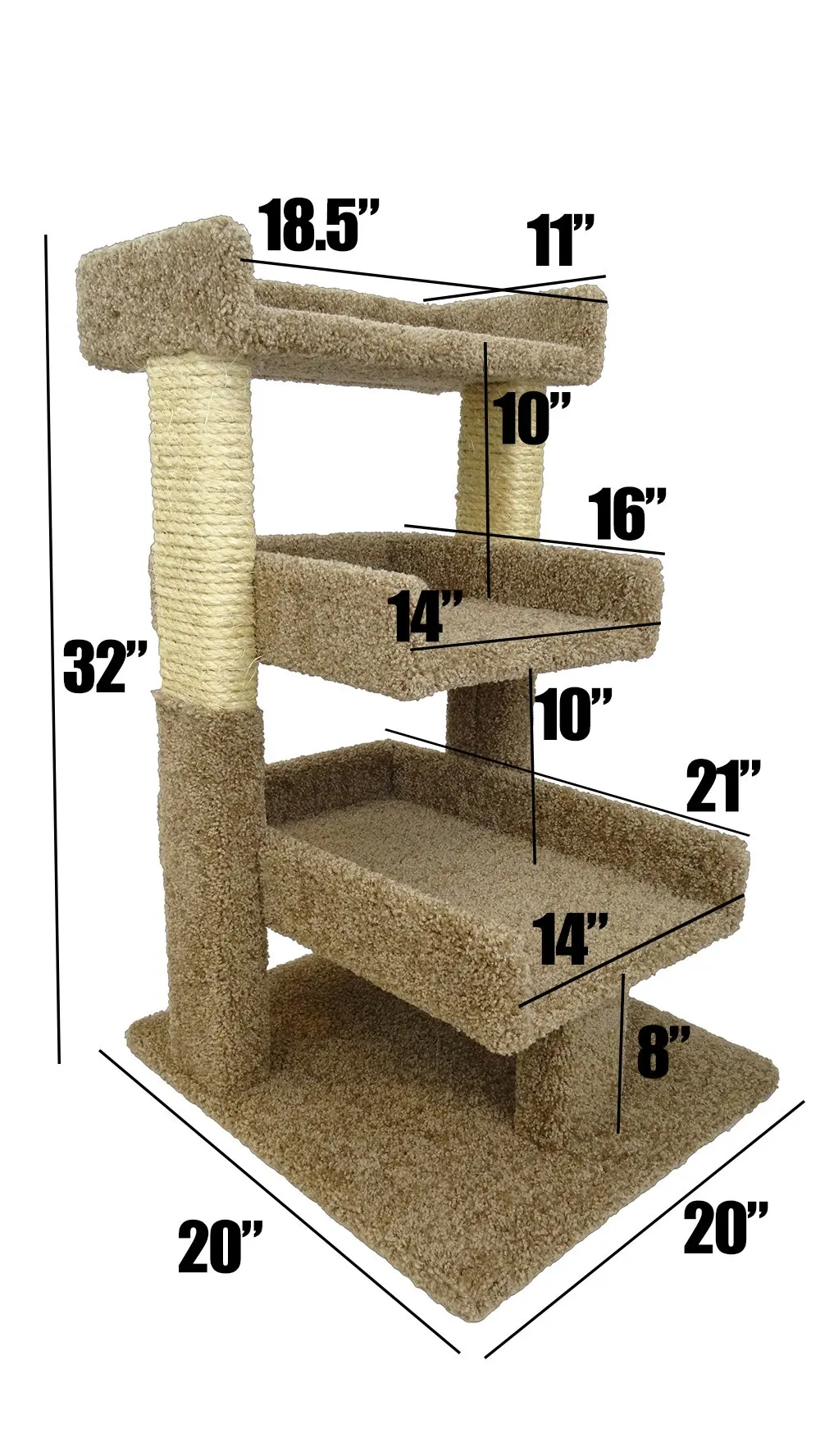110029-Brown-Parent Premier Triple Cat Perch, Large, Brown