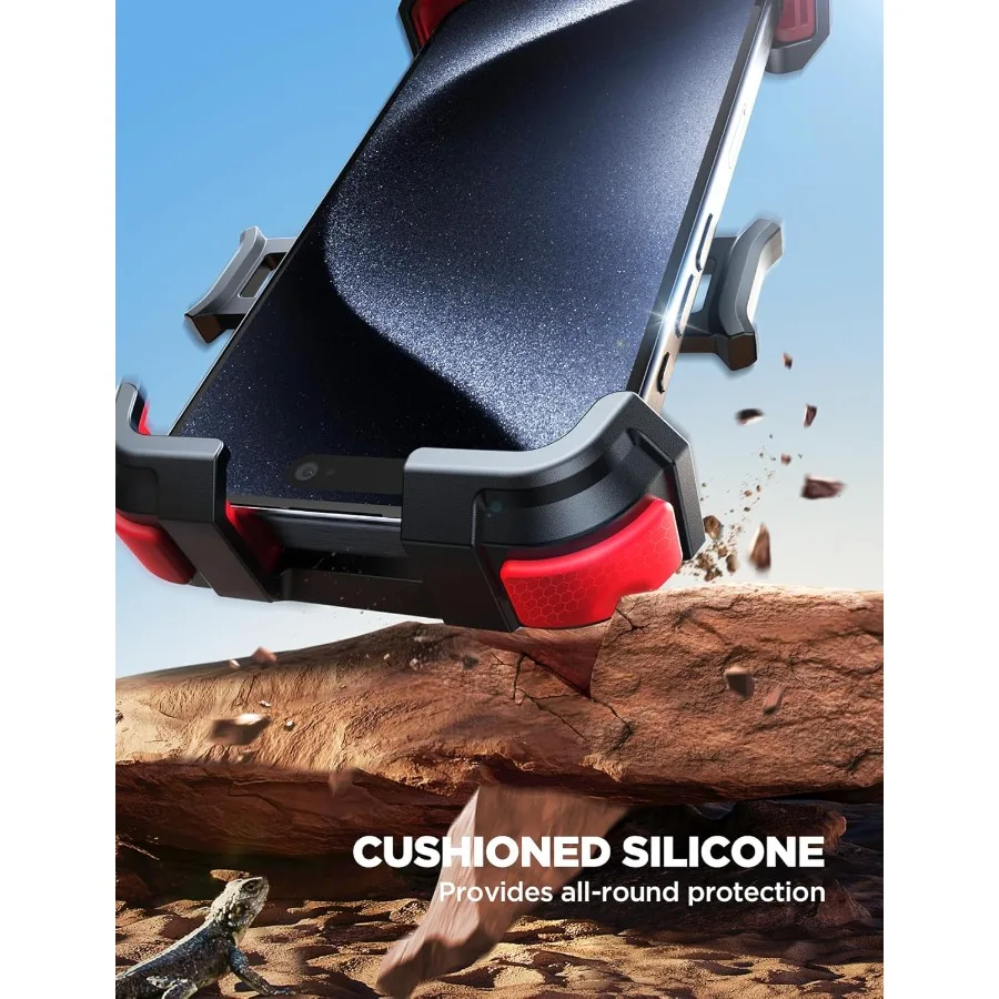 Soporte de montaje para teléfono de motocicleta, actualización de 2025, [tirón de amarre de Metal, bloqueo automático de 1 s], abrazadera para manillar de montaje para teléfono de bicicleta [sin vibración] Bi