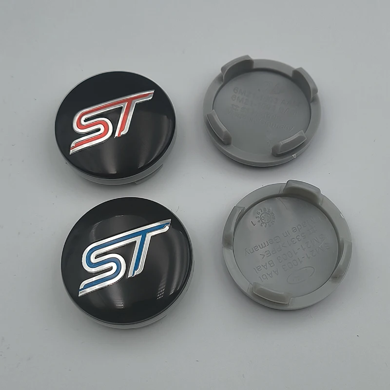 ST 휠 센터 캡 커버, 자동차 엠블럼 배지, ST 로고 허브 캡 액세서리, 블루 레드, 54mm, 4 개