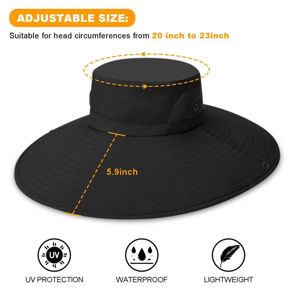 Men Women Wide Visor Brim Hat Boonie Bucket Cap Summer Fishing UV Sun Protection