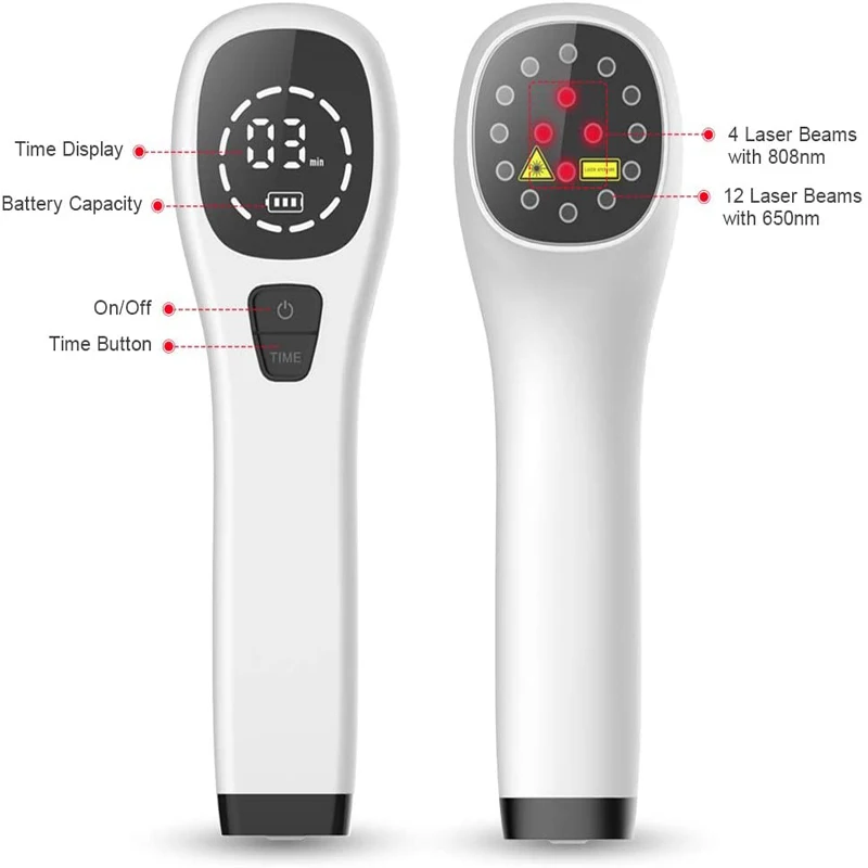 อุปกรณ์บำบัดด้วยเลเซอร์แบบใช้ในบ้าน4x808nm สำหรับรักษาอาการปวดเข่า Relief แขนข้ออักเสบข้อศอกเทนนิสใช้มือถือกายภาพบำบัด