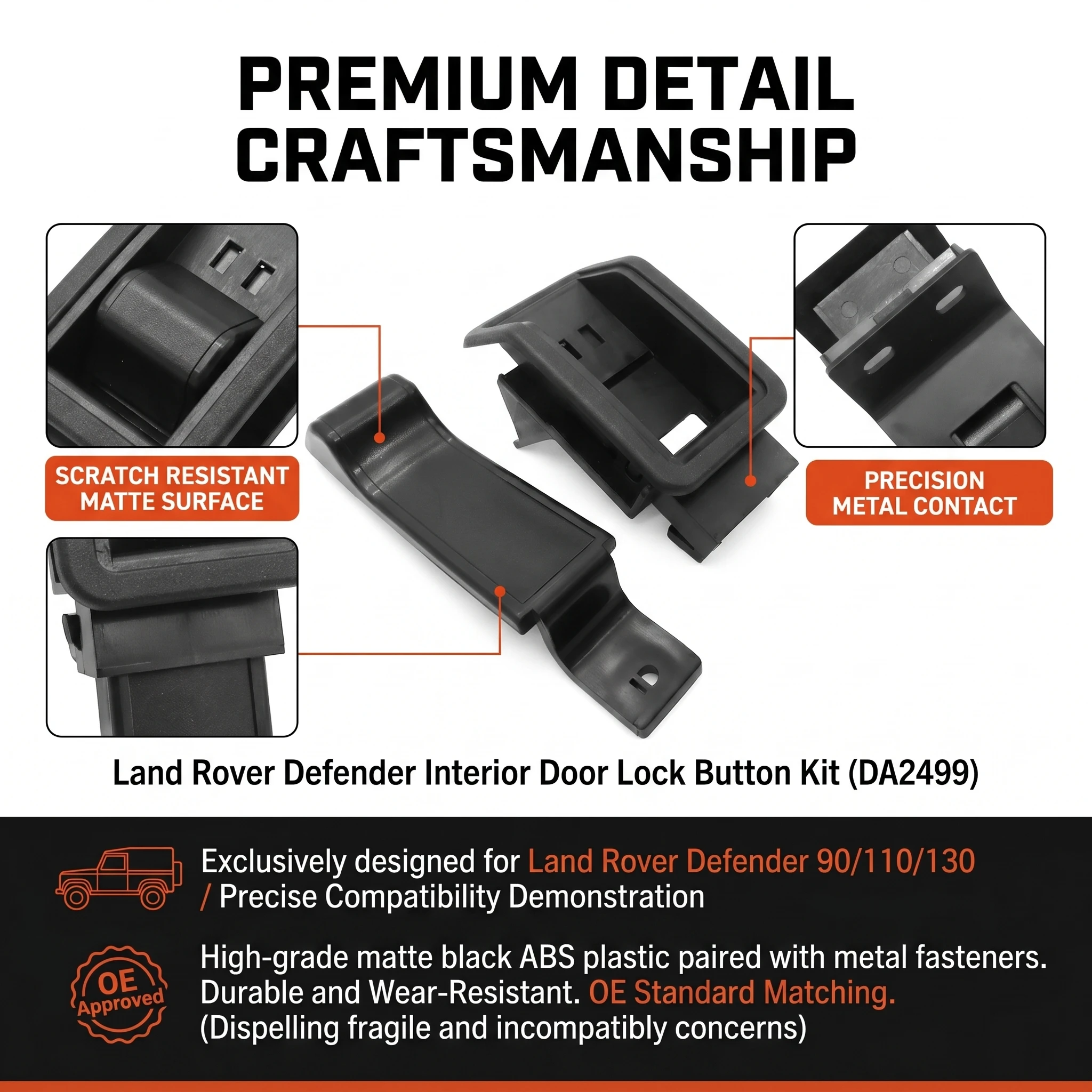 1X/2X/4X Innentürverriegelungsknopf-Set für Land Rover Defender 90 110 130 200TDI 300TDI TD5 DA2499 Ersatzteile – Detail 6
