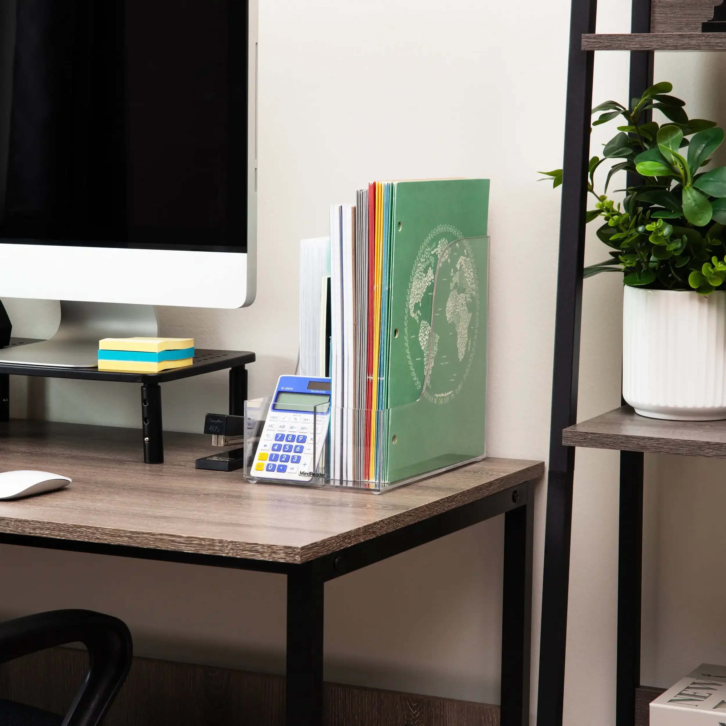 수직 파일 보관함, 데스크탑 정리함, 잡지 홀더, 6"L x 11"W x 9.75"H, 투명