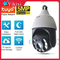 Tuya 5MP 360° Panoramic IP Camera E27 Bulb Outdoor Wifi 4X Digital Zoom Color Night Vision Security Surveillance PTZ Cameras