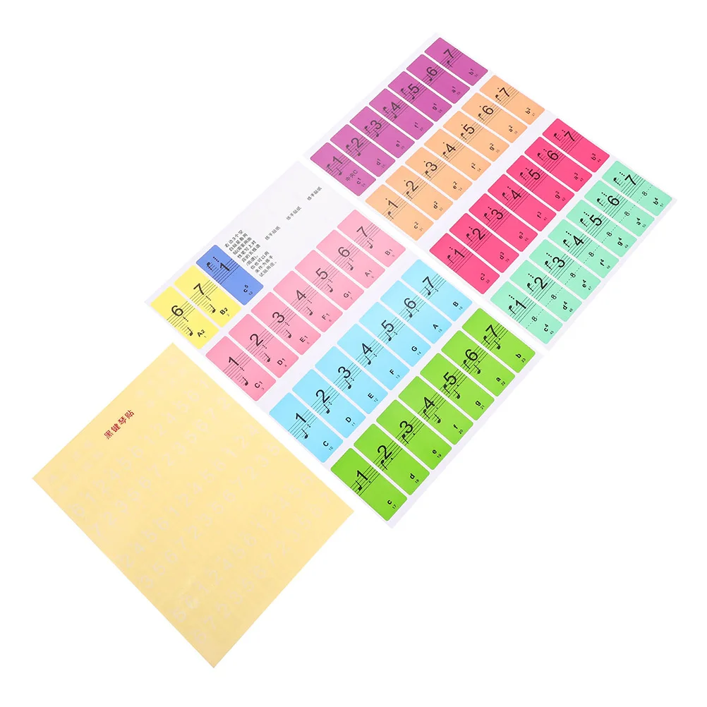 

3pcs Colorful Keyboard Stickers For Piano Electronic Organ Removable Number Note Labels Beginners Learning Tool