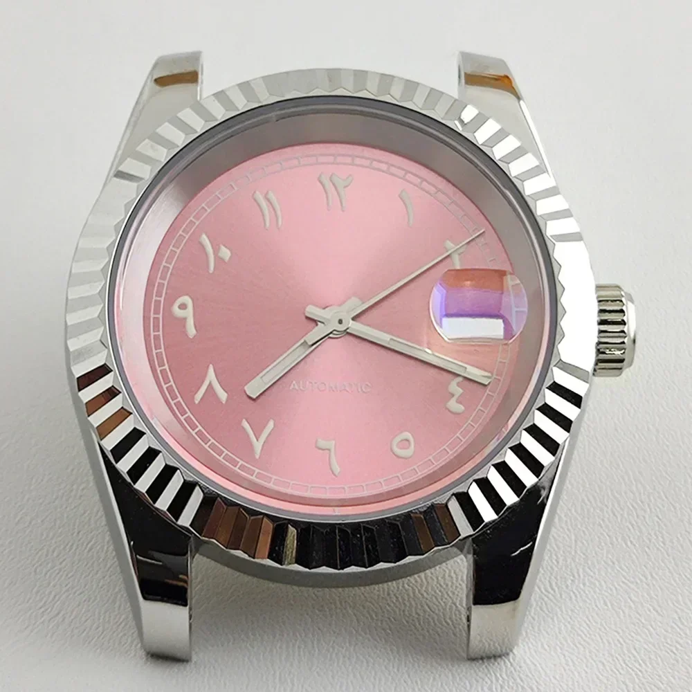 NH35 Case Arab NH35 Dial Green Luminous Dial Sapphire Stainless Steel Case Transparent Case Back for NH35/NH36 Movement NEW DIY
