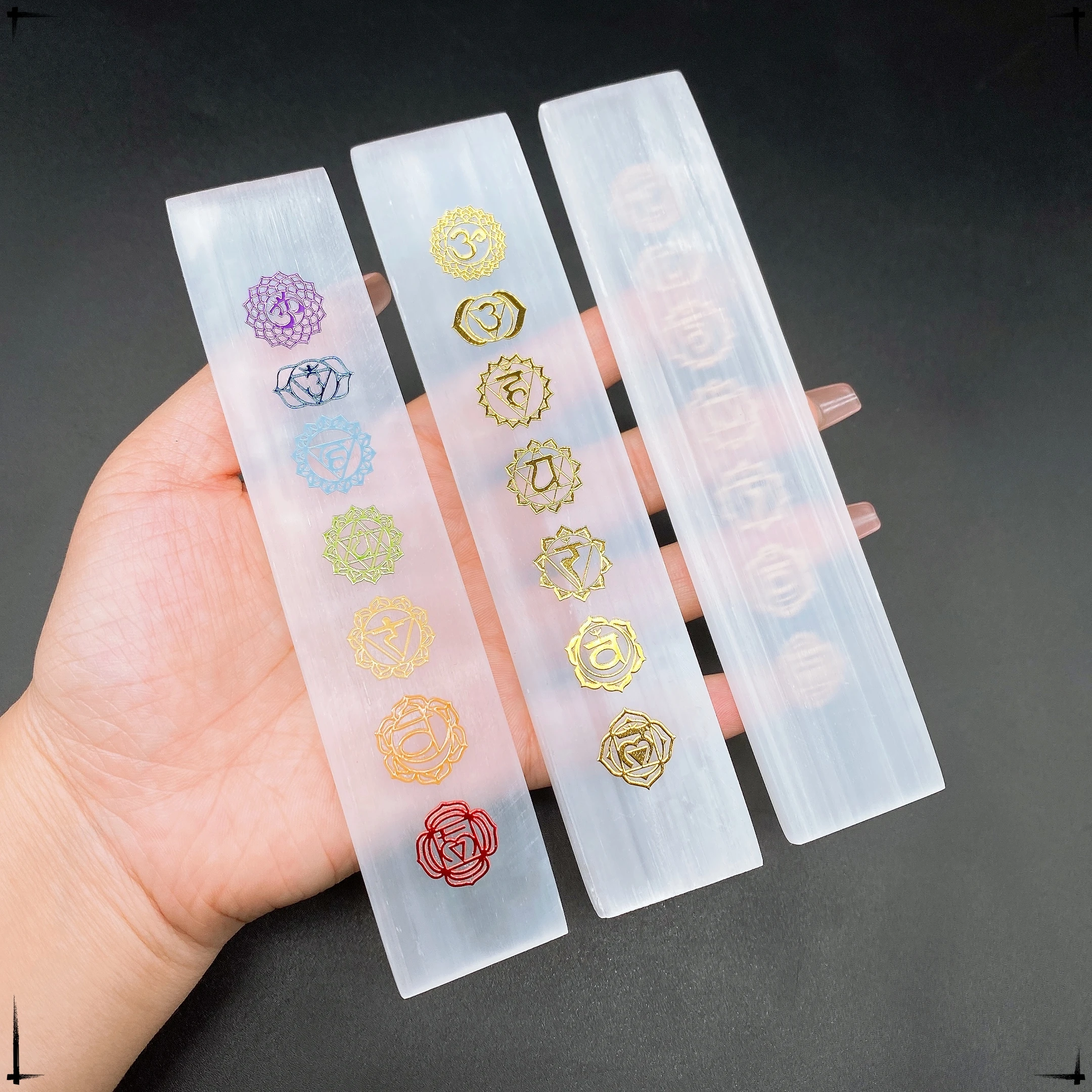 150MM Natural 7 Chakra Selenite Plate Chakra White Gypsum Plate Healing Stone Charging Mineral Mineral Specimen Home Decor Gift