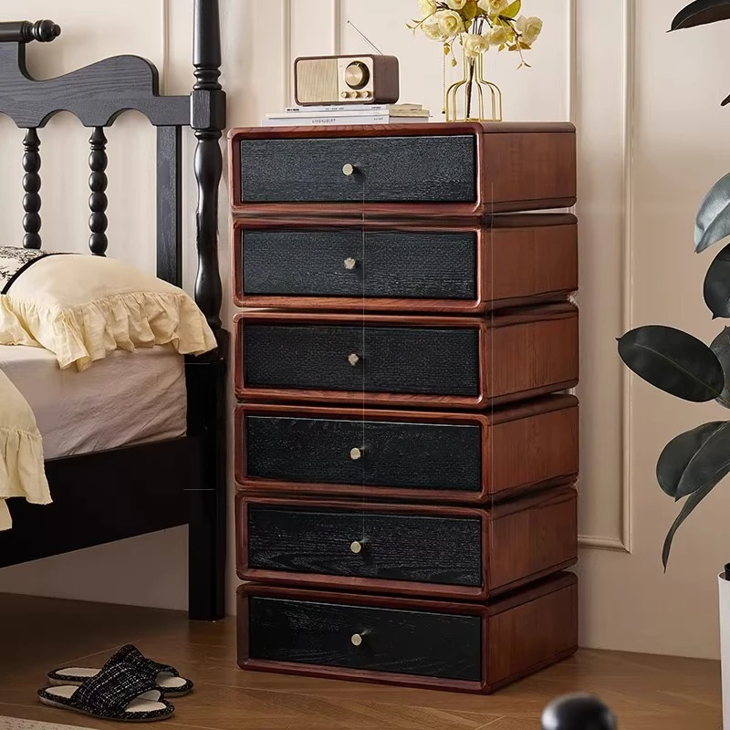 Minimalist multi-layer drawer cabinet ash wood edge cabinet small storage cabinet locker