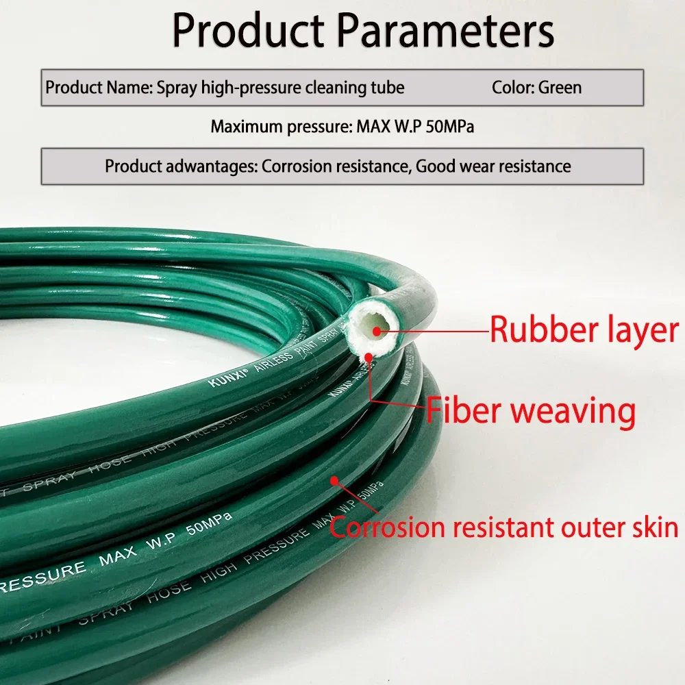 0.5-40M Two Layer Fiber Weaving High-pressure Airless Spraying Car Washer HoseFor Lavor/ Vax 9mm Car Washer Hose 7250PSi