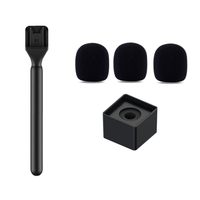 ABSQ-Mic Handle Microphone Handheld Stand With Mic Flag And Foam For Rode Wireless Go/Goii/For DJI Mic/Relacart/Wireless Mic