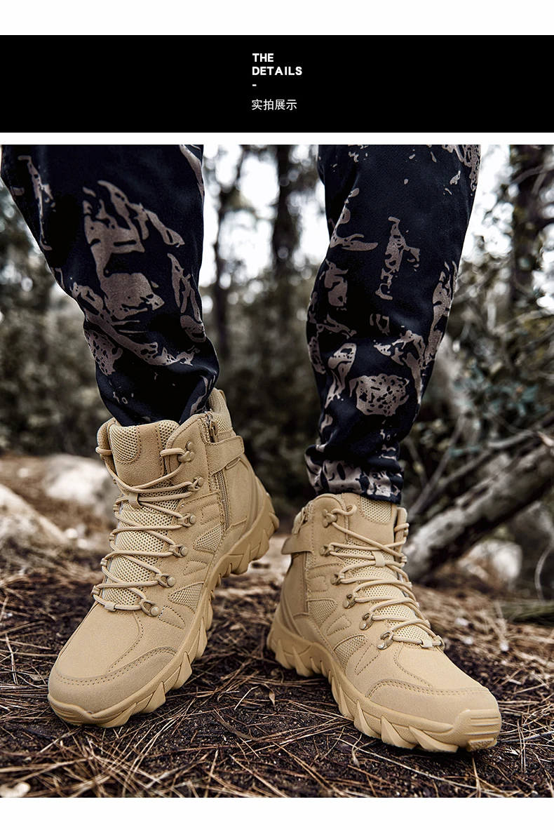 Taktische Stiefel für Herren, Armee-Schuhe, wasserdicht, Militär, Outdoor, Damen, Unisex, hochwertiges Training, ultraleicht, Camping, Sicherheit – Detail 18