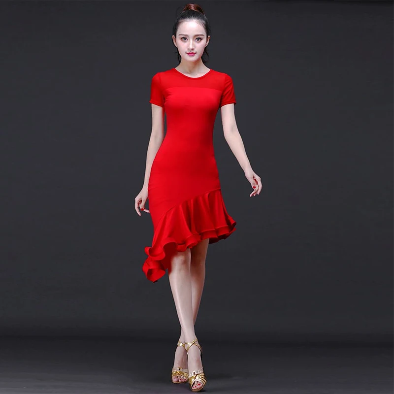 

Latin Dance Clothing for Women Adult New Training Clothing Sexy Summer Short-sleeved Performance Skirts Party Dresses Wear Line