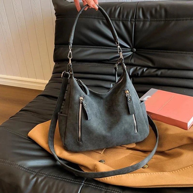 Women Crossbody Bag Luxury Designer Oblique Cross Single Shoulder bag Large Capacity Handbags Retro Matte PU Leather Hobos purse