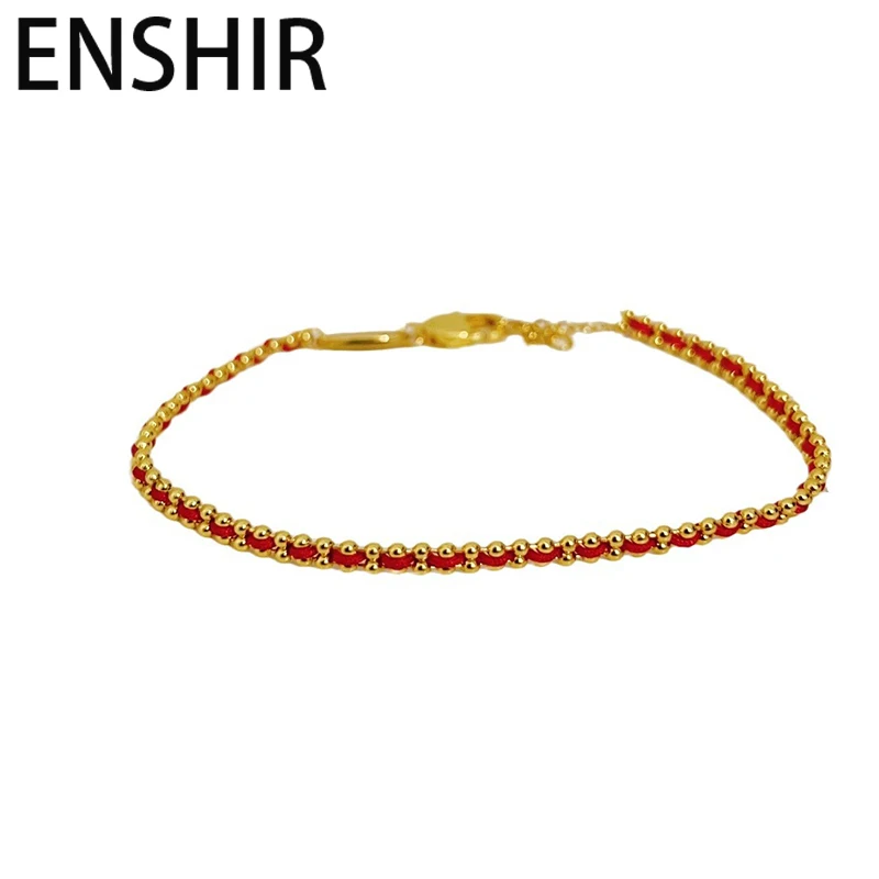 ENSHIR Gold Color Red Line Bracelet for Women Simple Lucky Temperament Daily Jewelry Accessories Gifts Wholesale