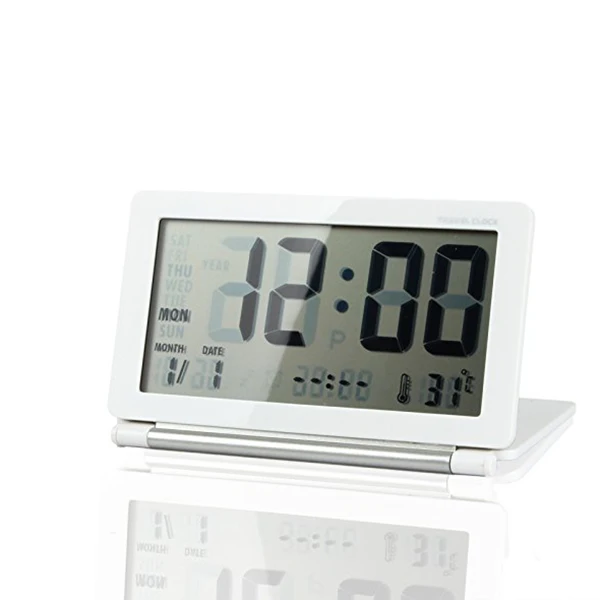 

Digital Electronic Table Clock Large LCD Display Date Month Week Time Snooze White ABS 105x65x15mm