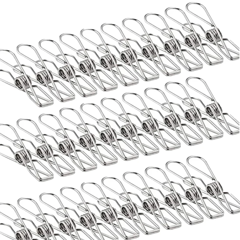 Clothing Clamp Stainless Steel Clothespins 6cm Clips Clothes Pegs Socks Metal Storage Organizer Tool Clip Holders 10-100Pcs Clip