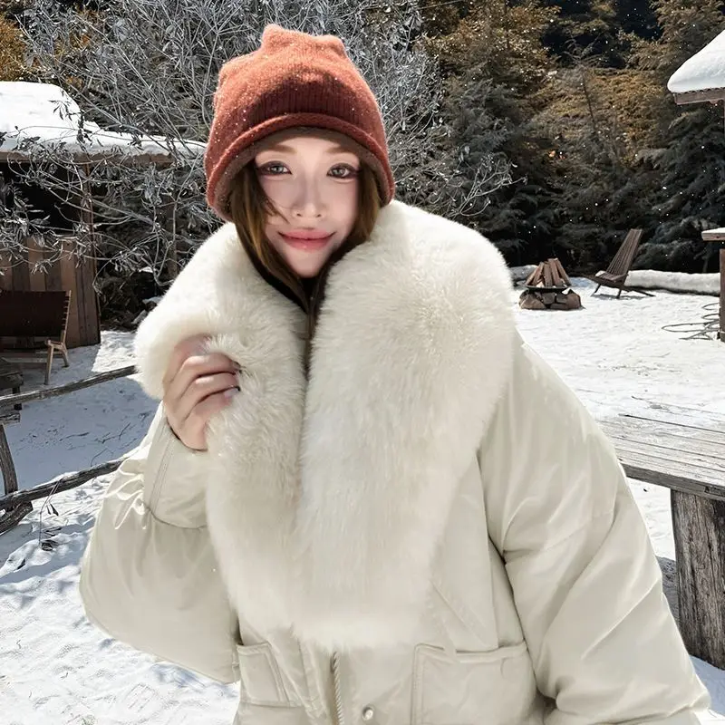 Hairy Collar Fashionable Cotton Padded Women'S 2025 Winter Edition Korean Style Exquisite And Versatile Short Jacket