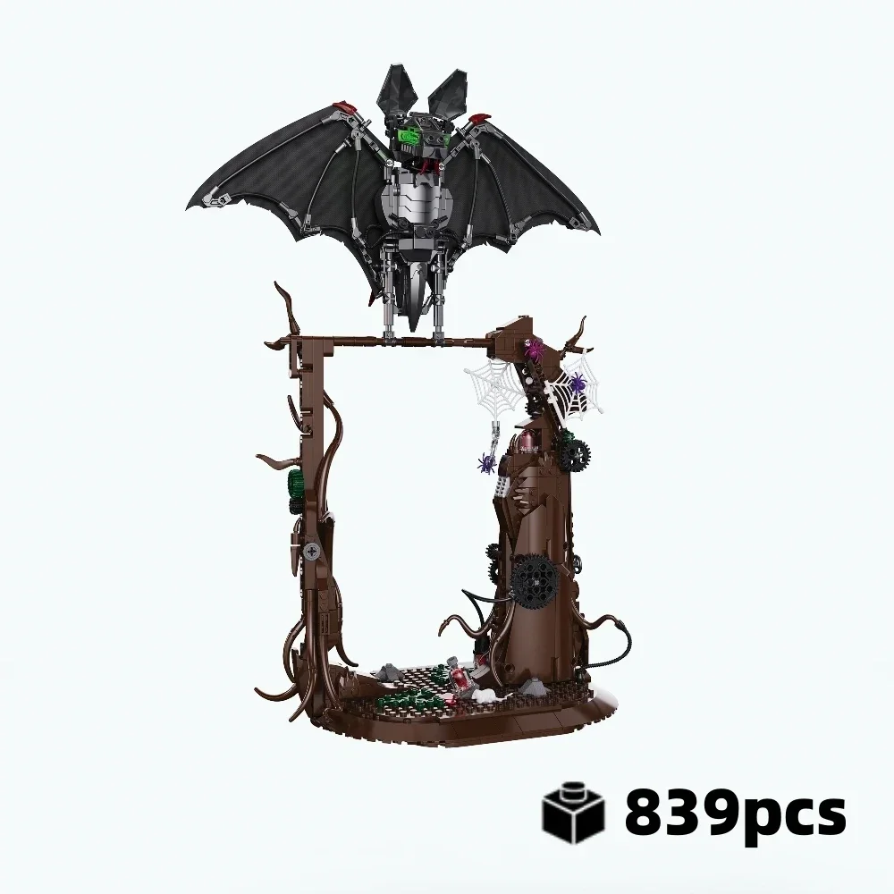 839PCS MOC Bionic Bat Building Blocks Bricks Toy- Mechanical Movable Wings Easter and Halloween Holiday Gift for Adults &Kids