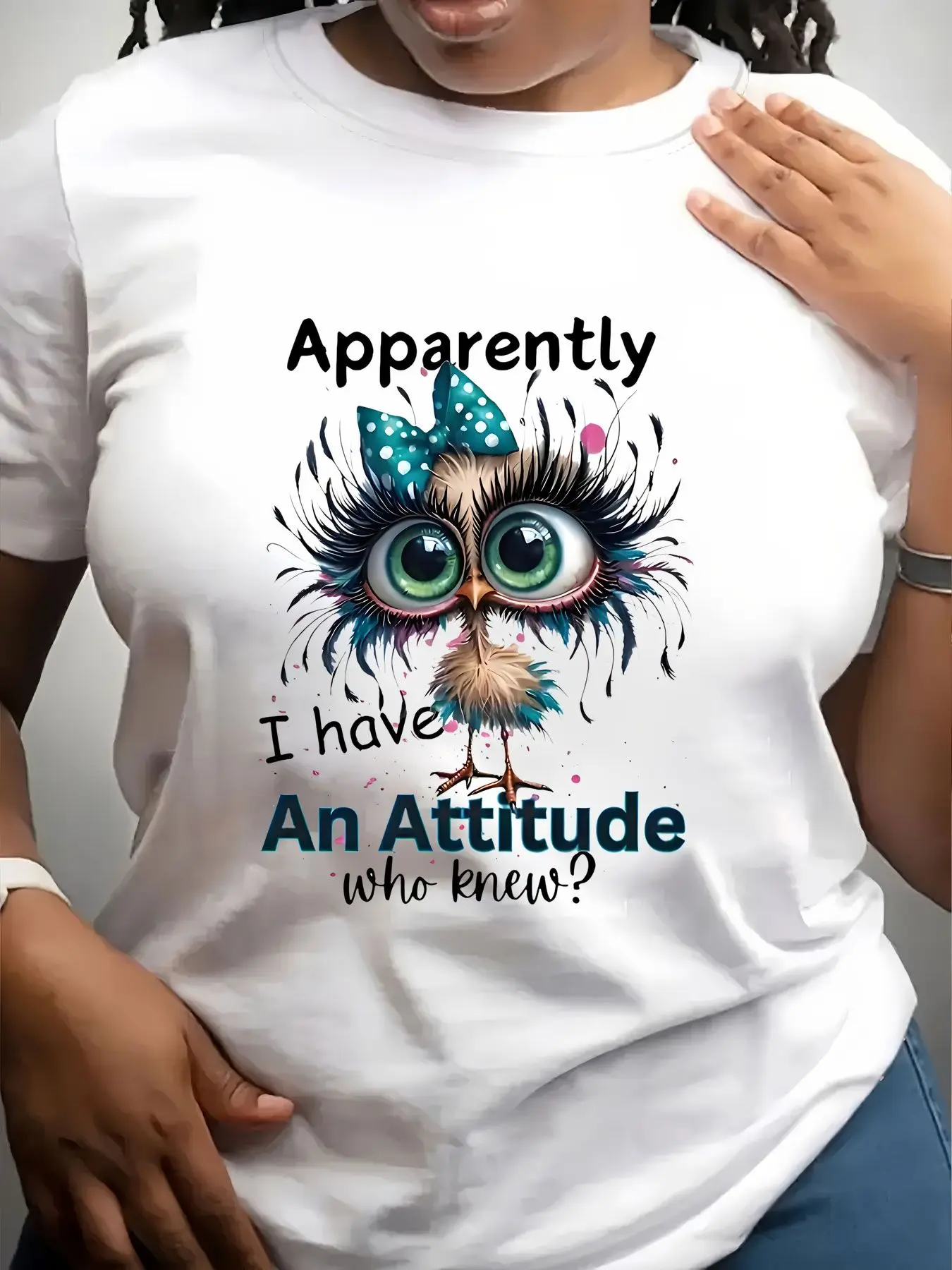 Women's Trendy Crew Neck T-Shirt Apparently I Have an Attitude Suitable for Casual Sportswear