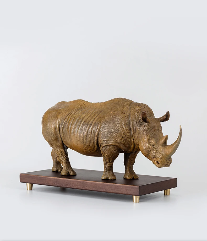 HOME OFFICE High grade decorative ART Bring wealth money GOOD LUCK Success Rhinoceros bull bronze Sculpture Spiritual ART