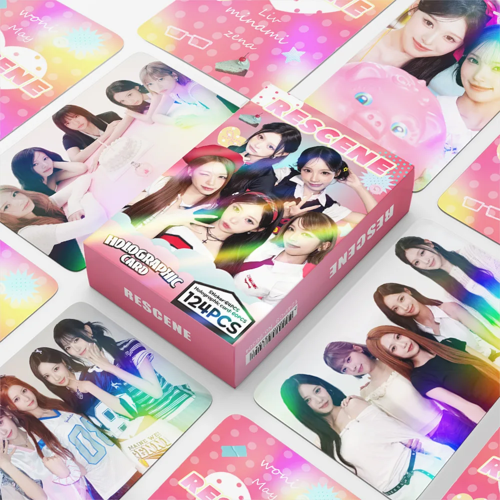 124Pcs/Set Idol Girl Group RESCENE Single PrettyGirl HD Printed Laser Flash Card WONI LIV MINAMI MAY ZENA Fan Collection Gift