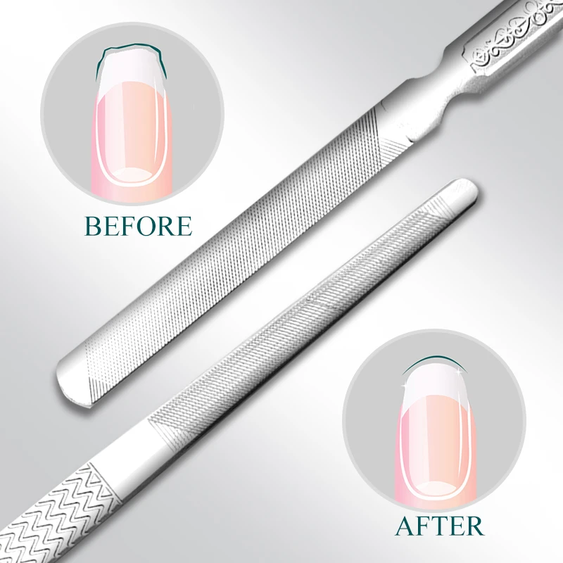 네일 파일 내구성 있는 스테인리스 스틸 전문가용 양면 네일 샌딩 그라인딩 버퍼 매니큐어 페디큐어 스크럽 네일 아트 도구