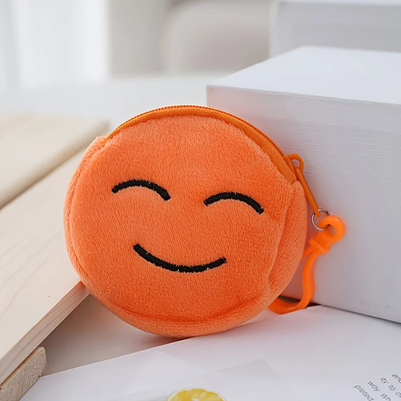 5pcs Cartoon Plush Coin Purses Various Expressions Coin Purse Ladies' Wallets Zippered Keychain Mini Purses For Daily Use view 3