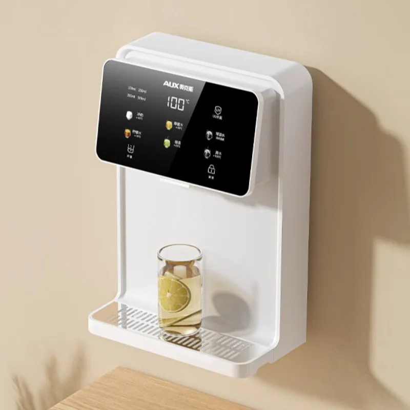 Home-use instant hot water dispenser with six temperature settings and one-touch control, wall-mounted.