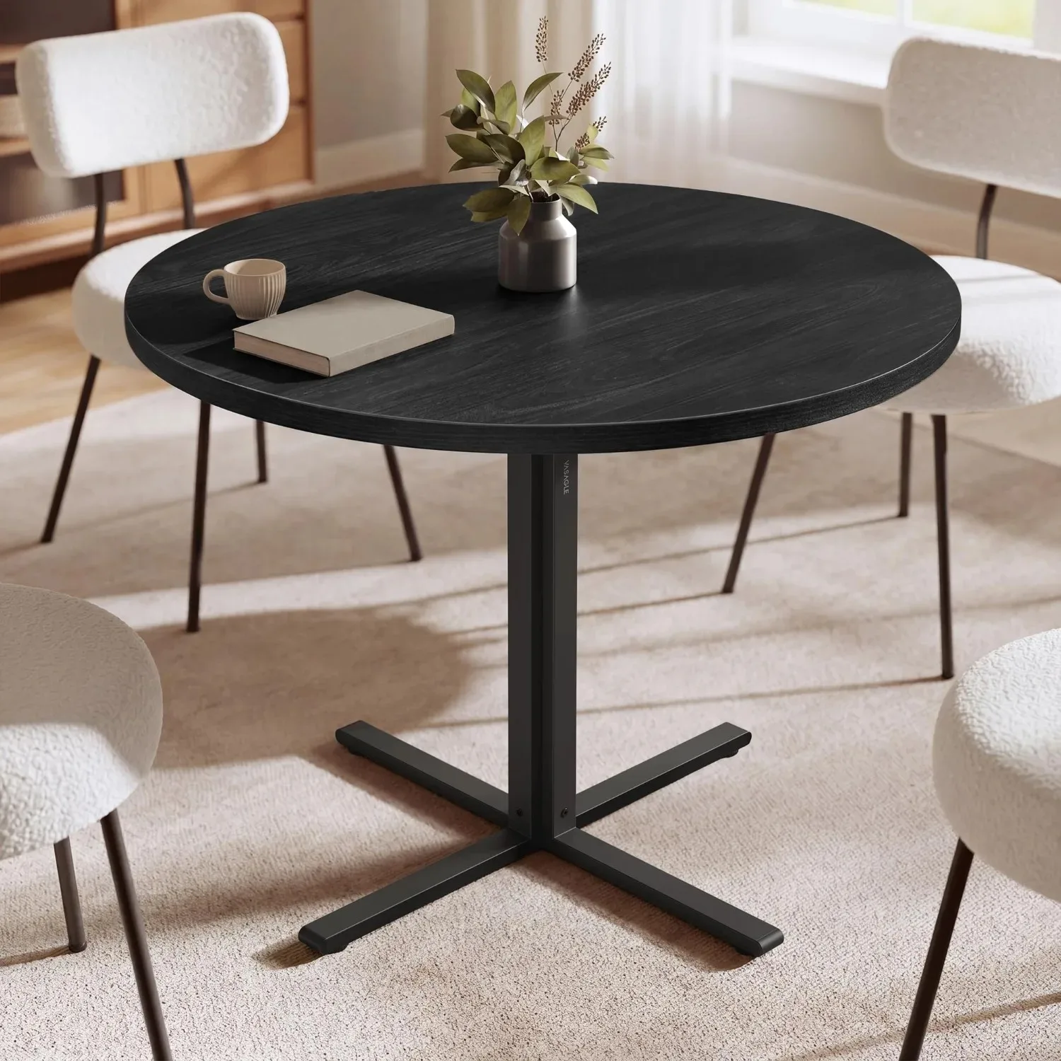 Dining Table, Small Round Kitchen Table for 4 People, 31.5 x 29.4 Inches, for Dining Room, Living Room, Modern