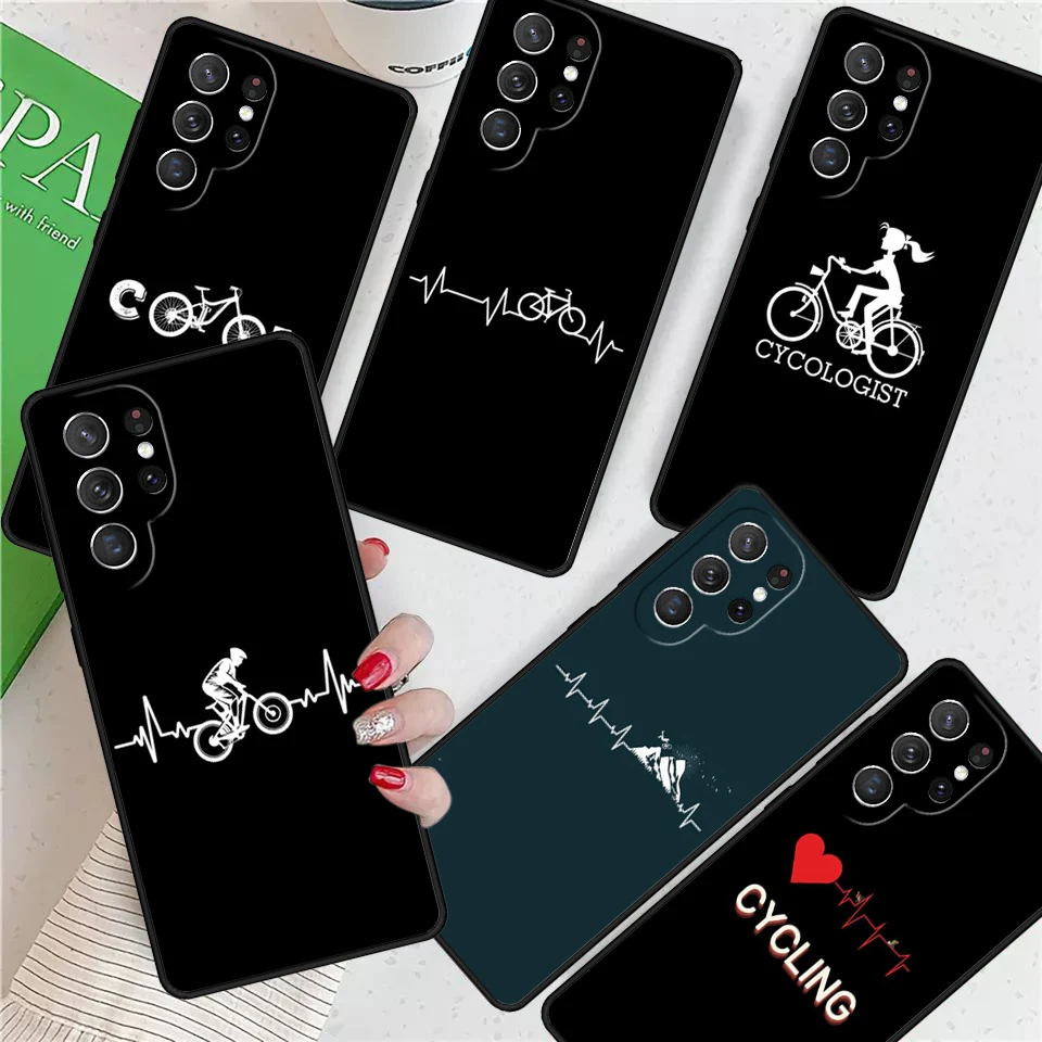 Cycling Heartbeat Bike For Samsung Galaxy S24 Ultra S21 S22 S8 S9 S10E Note 10 20 Plus FE S23 Phone case Cover Coque