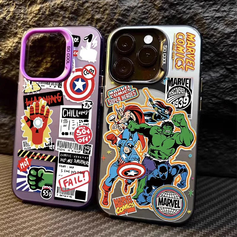 Marvel Super Heroes Plating Case for Xiaomi Redmi Note 13 12 11 Pro Plus 4G 5G 12S 11S 10S 10 9 9S 8 12C 13C A3 Matte Hard Cover