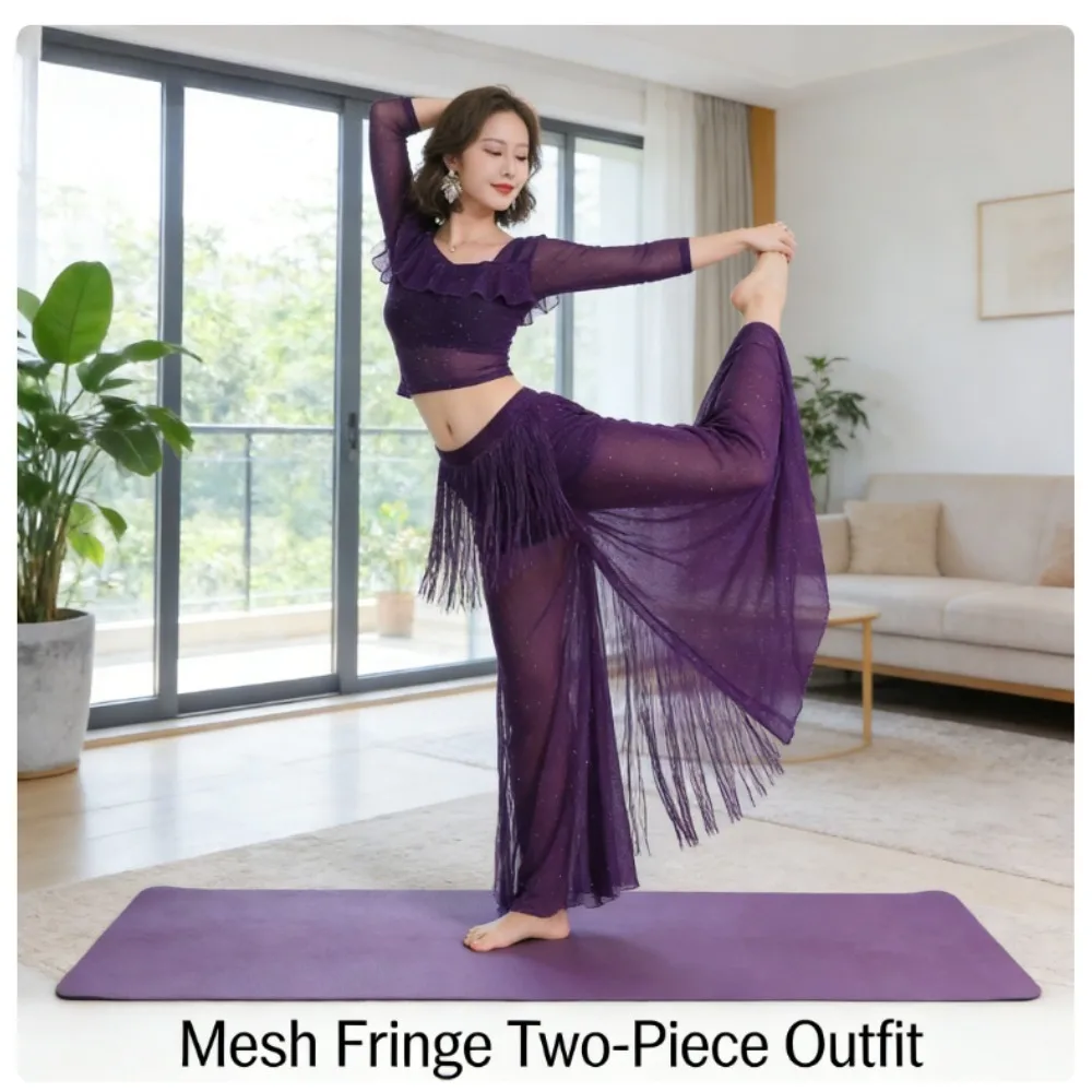 

Костюм для восточных танцев, комплект из 2 предметов: длинная юбка, наряд для выступлений для начинающих, всесезонная одежда для занятий восточными танцами