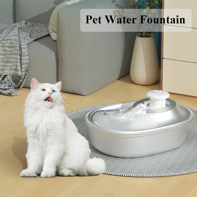 Automatic Pet Water Fountain Cat Dog Water Dispenser, 2.5L/81Oz Water Fountain Stainless Steel for Multiple Pets Drinking