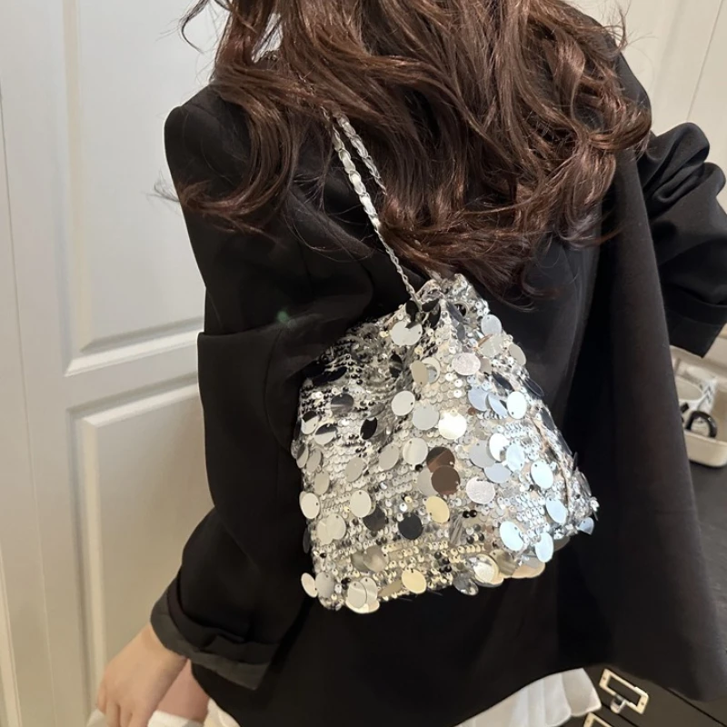 2026 Women Party Elegant Sequin Shiny Evening Banquet Bag Fashion Shoulder Bag Handheld Large Capacity Crossbody Bag with Chain - view 6