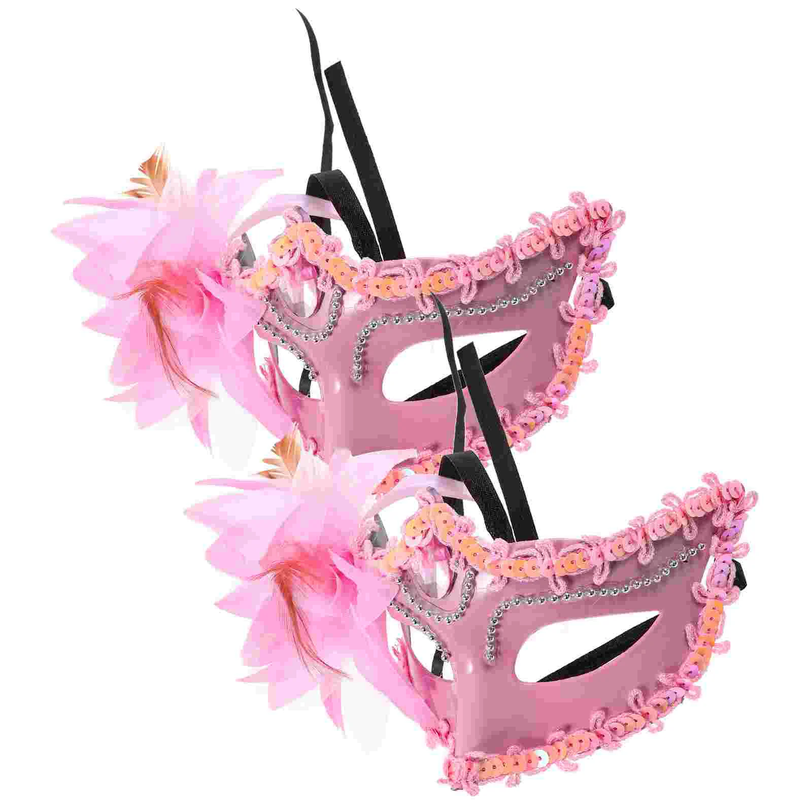 2 Pcs Lily Mask Flower Face Cosplay Decorative Half Princess Masquerade Plastic Cloth For Ball