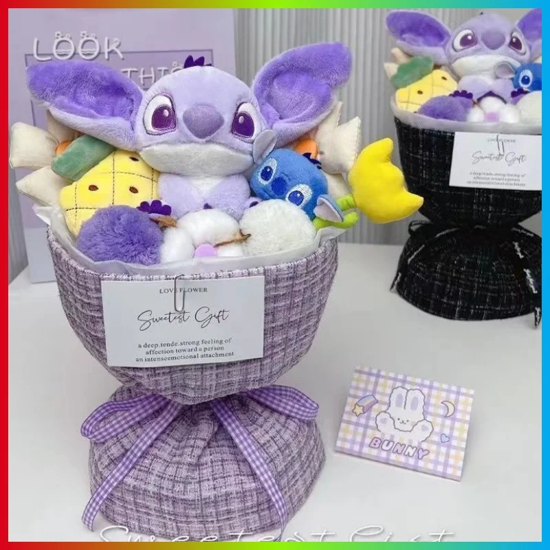 

Cute Lilo & Stitch Animation Peripheral Cartoon Doll Bouquet Gift Box Creative Plush Doll Ornament Girl'S Birthday Surprise Gift