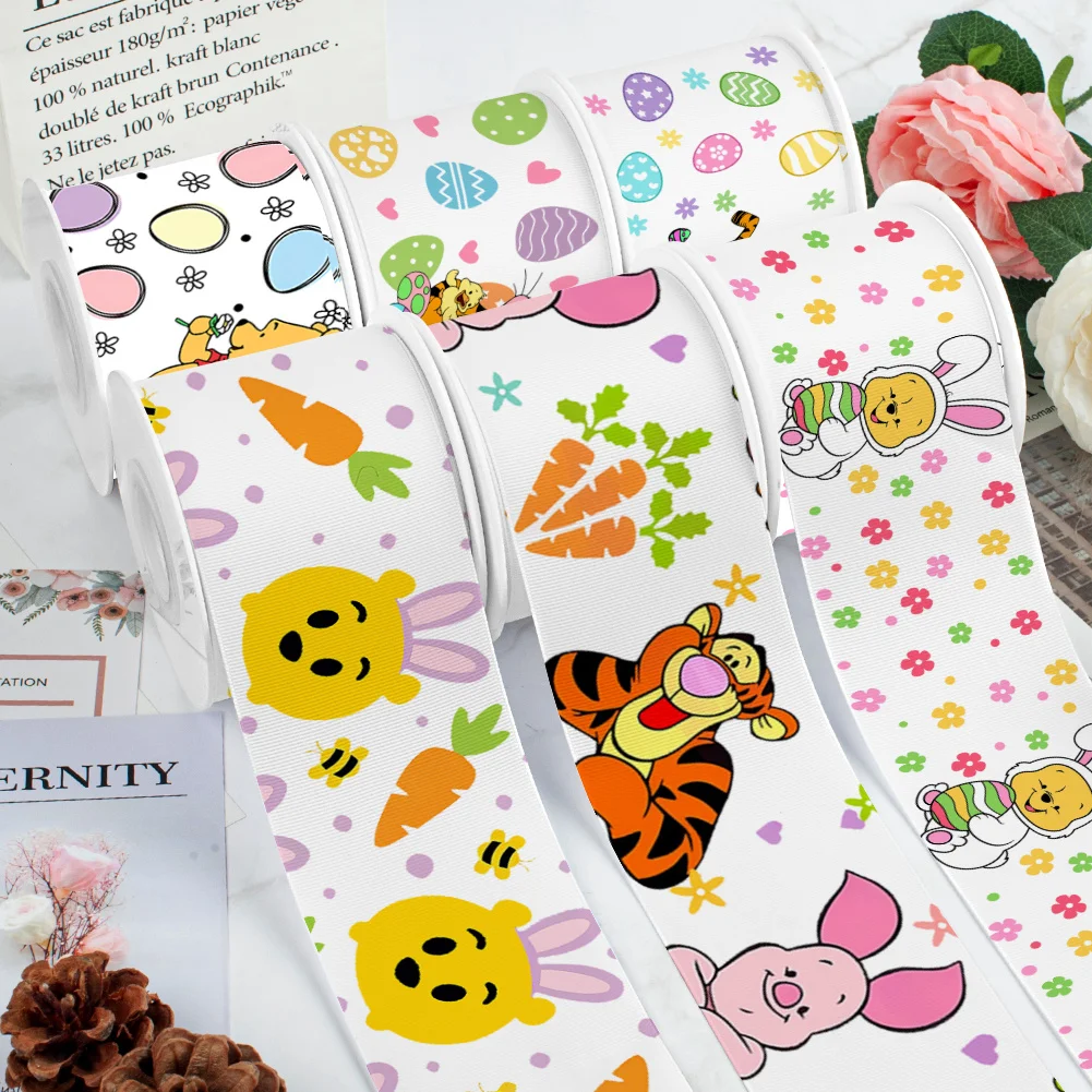 

Winnie the Pooh Easter Grosgrain Ribbon Satin for Hair Bow Decoration Gift Wrap Packing DIY Craft Supplies Decoration Party
