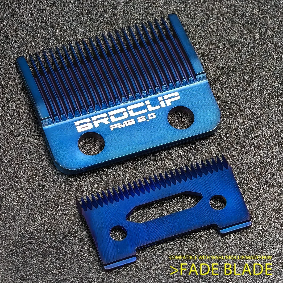 Blue Titanium Plating Clipper Blade BRDCLIP Metallurgical Powder Ceramic Fade Blade Oil Head Gradient Clipper Replacement Blade
