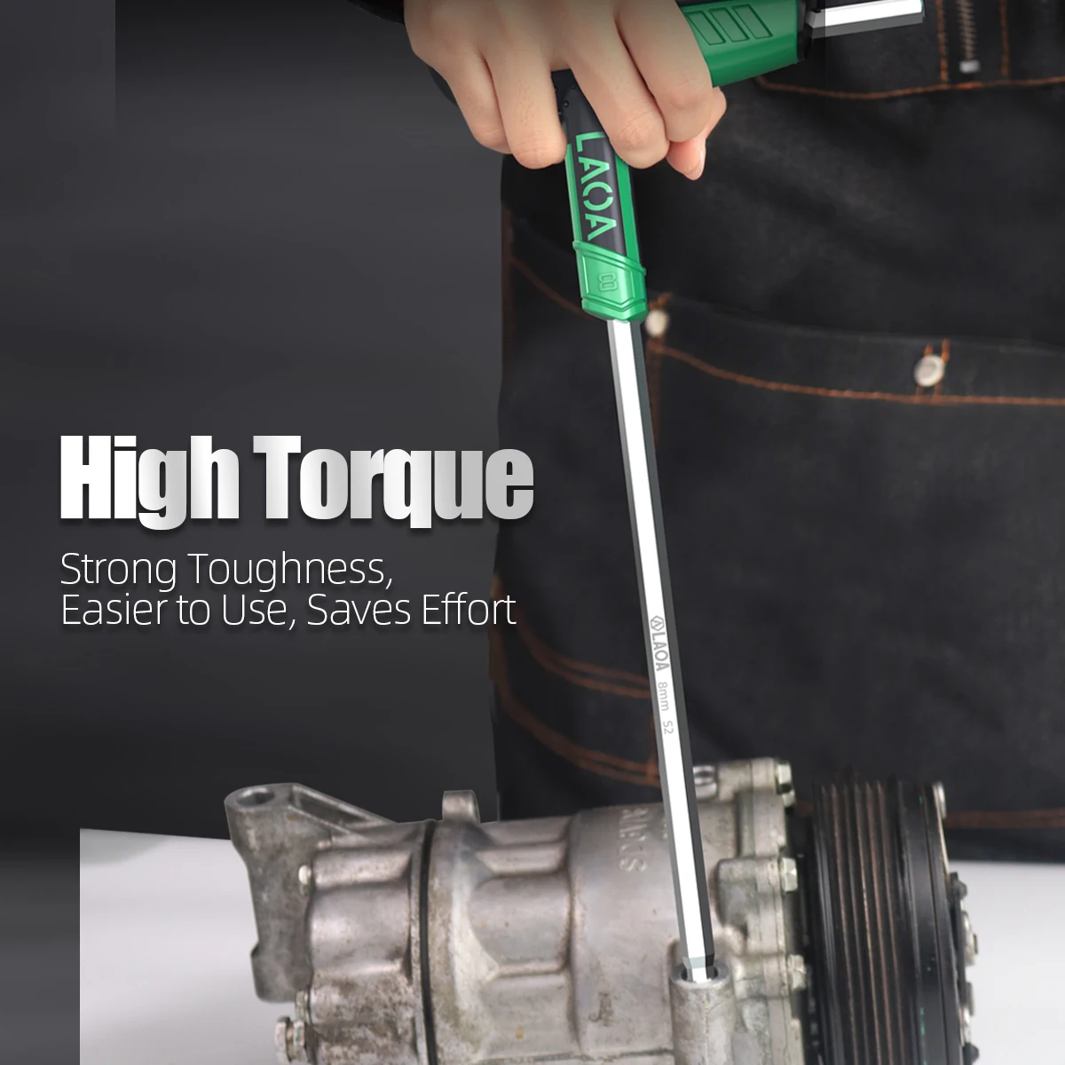 LAOA Long Reach T-Handle Hex Key, S2 Alloy Steel Allen Wrench 2-10mm with 200mm Shank for Deep Hole Repair