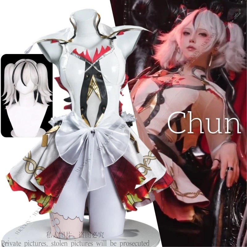 Chun New RolePlay Wuthering Waves Cosplay Costume Wig Fashion Sweet Uniform Dress Full Set Halloween Party XS-XXXL Halloween Set