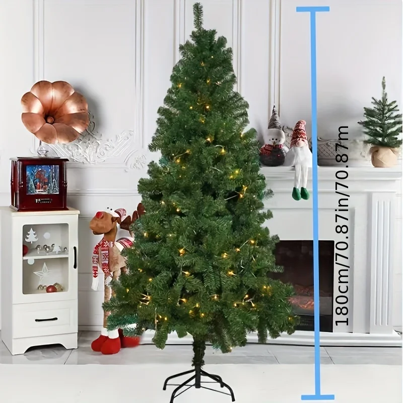 Artificial Christmas Tree, Advanced Folding Holiday Christmas Tree 1.9m Branches, Metal Folding Rack, Storage Bag, for Home Office Party Decoration