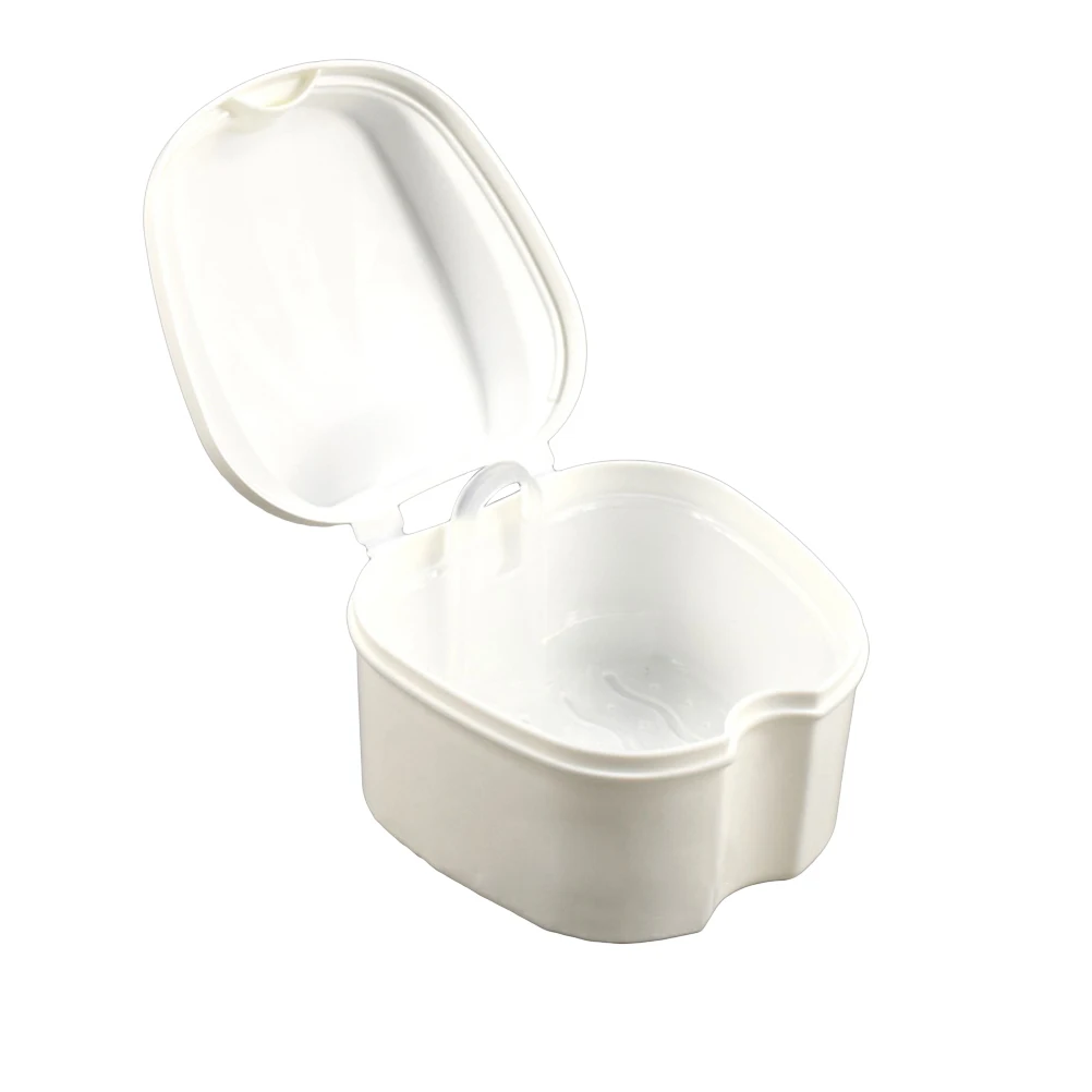 

Slim Storage Box White Travel Portable Tooth Container Strainer Case False Teeth Oral Care Hygiene