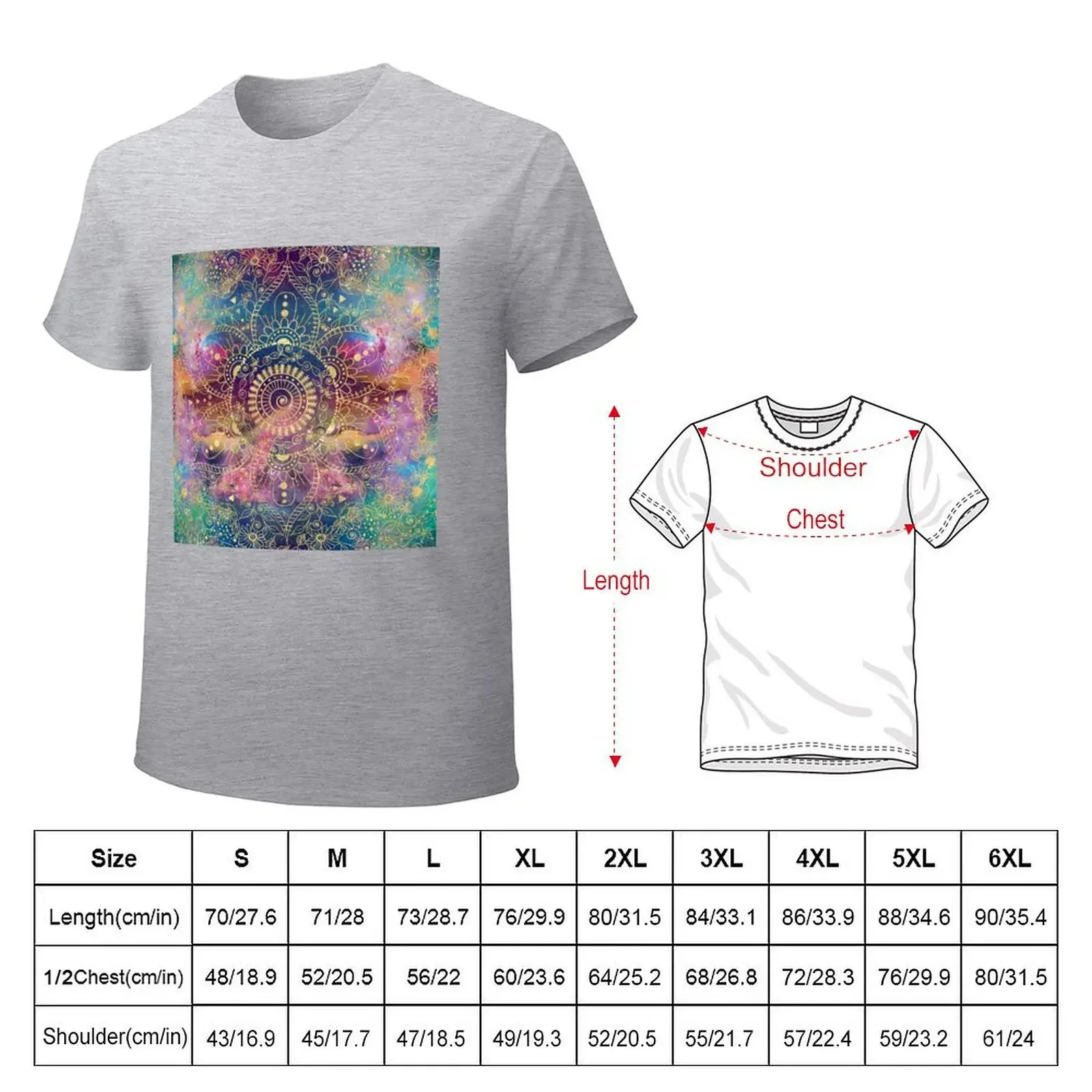 Gold Mandala Watercolor Colorful Nebula T-Shirt oversized Blouse cute tops oversized t shirt men