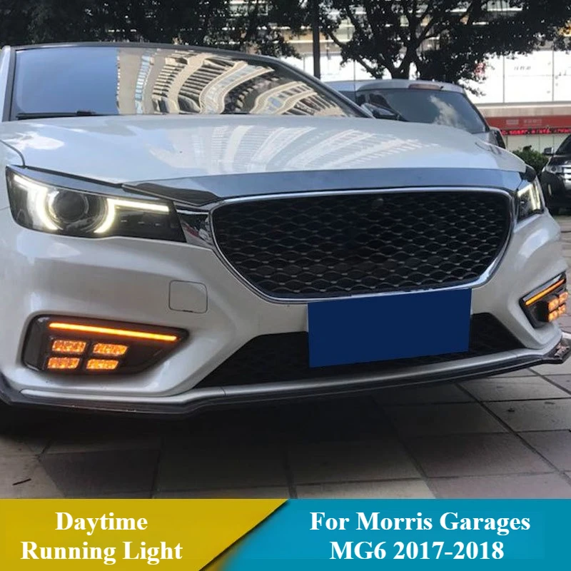 For Morris Garages MG6 2017-2018 Car Led Daytime Running Light Streamer Turn Signal DRL Front Bumper Fog Lamp 12V Daylights